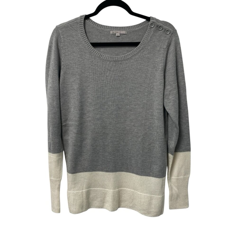 GAP SWEATER TUNIC TWO TONE WOOL BLEND BUSINESS CASUAL NEUTRAL CLASSY CAREER SZ L